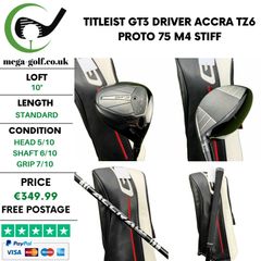 Titleist GT3 Driver / 10 Degree / Accra TZ6 Proto 75 M4 Stiff