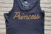 Princess Gold Rhinestone Ribbed Tank Top