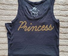Princess Gold Rhinestone Ribbed Tank Top