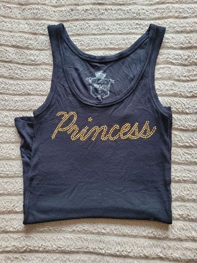Princess Gold Rhinestone Ribbed Tank Top