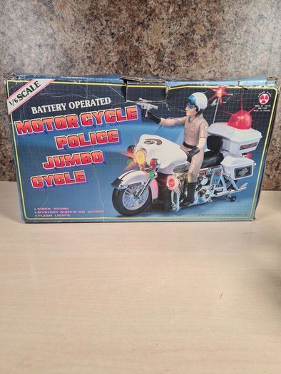 Vintage Son Ai Toys Motorcycle Police Jumbo Cycle Lights And Sounds 1984 Boxed Toy Collectable