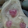 Jewellery set, Glass heart necklace.earrings,Silver jewellery.Valentines Day Image 6