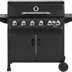7 Burner Gas BBQ Grill with Side Burner Warming Rack Temperature Gauge Outdoor Garden