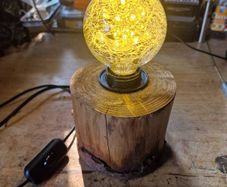 Lamp hand crafted live wood
