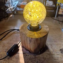 Lamp hand crafted live wood