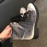 Silver/grey velvet look boots Image 6