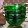 4 Stylish Vintage Vereco France Forest Green Clear Bowls with Tab Handles 1960 70s Image 8