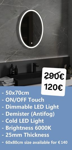 LED Bathroom Mirrors Speakers Demister Antifog Weather Station Clock Dual LED Sensor Touch