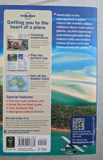 Lonely Planet Australia - 20TH EDITION Nov 2019 (never used)