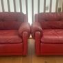 Red Leather Armchairs Image 2