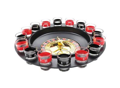 Fun Table Game Set Spin Shot Glass Roulette Wheel Turntable