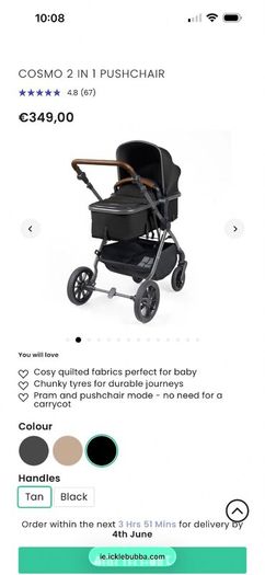Pram, car seat and crib