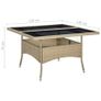 Outdoor Dining Table Beige Poly Rattan and Glass Image 2