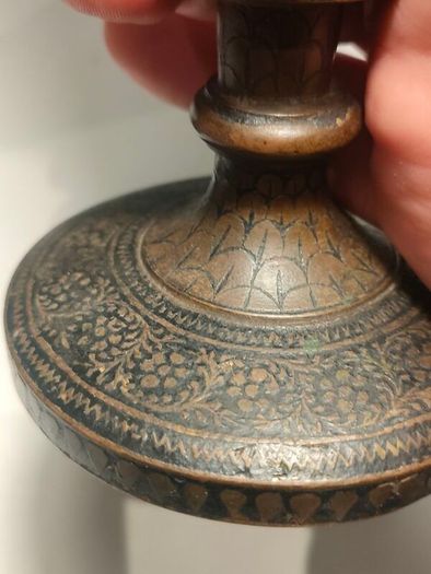 A Pair of British Raj Niello Bronze/Brass Vases