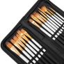 Artist Paintbrush Set of 18 Different Shapes with Palette,1 Pallete Knife,1 Sponge,Painting Brushes Kit with Organizing Case for Acrylic Oil Watercolor Gouache for Beginners Professionals Image 2