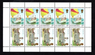 1987 Guernsey GB1.30 Stamp Booklet Pane (ex cover showing Weighbridge, St Peter Port) Mint Never Hinged (MNH)