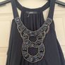 M&S draped navy top with beaded detail Image 2