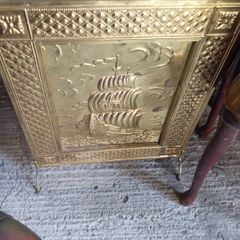 Vintage brass embossed fire screen