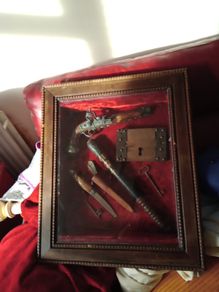 antique "crime & punishment" glass case