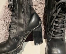 Karl Lagerfeld black leather lace up boots with side zip