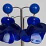 Cobalt Blue Lucite 3D Floral Earrings Image 3