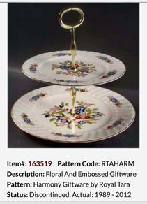 Royal Tara Harmony Pattern Two Tier Cake Stand