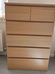 Ikea malm chest of 6 drawers stained oak veneer
