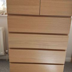 Ikea malm chest of 6 drawers stained oak veneer