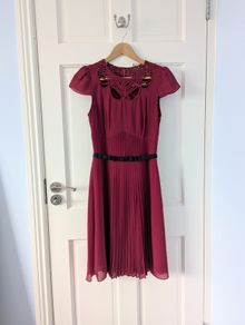 Karen Millen Midi Dress Deep Berry/Purple Shade Size UK 8