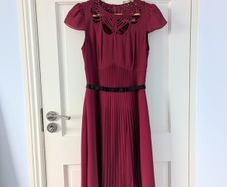 Karen Millen Midi Dress Deep Berry/Purple Shade Size UK 8