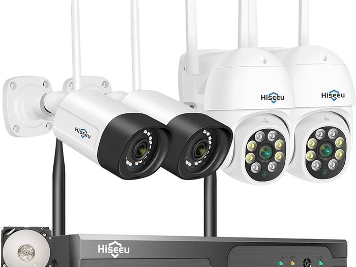 Wireless Security Camera System,5MP PTZ Camera + Bullet Camera CCTV Camera System With 2-Way Audio,IP66 Waterproof, Color Night Vision, Motion Detection,