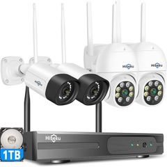 Wireless Security Camera System,5MP PTZ Camera + Bullet Camera CCTV Camera System With 2-Way Audio,IP66 Waterproof, Color Night Vision, Motion Detection,