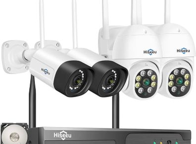 Wireless Security Camera System,5MP PTZ Camera + Bullet Camera CCTV Camera System With 2-Way Audio,IP66 Waterproof, Color Night Vision, Motion Detection,