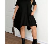 Black Tunic Dress size 20 + matching long necklaces available