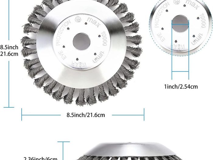 8'' Grass trimmers Strimmer Head Garden Trimmer Wire Brush Solid Steel Wheel Weed Razors Snow Island Plough Rope Mower for Lawn Rotating Replacement Tool