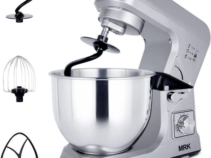 MK36C Food Stand Mixer 1000W 5L Mixing Bowl 6 Speeds Control Kitchen Machine with Beater, Dough Hook & Whisk(Grey)