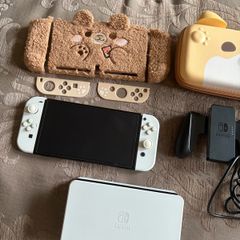 nintendo switch white OLED bundle & mario kart 8 deluxe