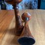Pair of mixed wood with metal insert candlestick holders Image 4