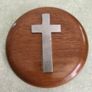 Vintage Round Wooden Cross Plaque . Image 4