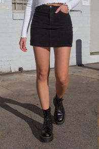Pimkie Black Corduroy Mini Skirt UK 10