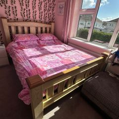 King size solid oak bed frame