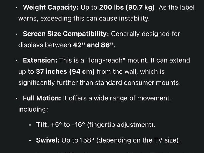 Tv wall mount 85'