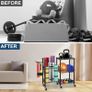 3-Tier Heavy Duty Carbon Steel Gym Storage Rack with Lockable Wheels  Hooks  Fitness Organizer for Dumbbells, Yoga Mats, Kettlebells  Resistance Bands 120KG Load for Home Gym Image 6