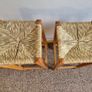 Pair of Vintage Solid Oak Counter-Height Stools with Handwoven Rush Seats Image 4