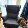 IKEA STRANDMON Wing Chair and footstool - Nordvalla dark grey Image 4
