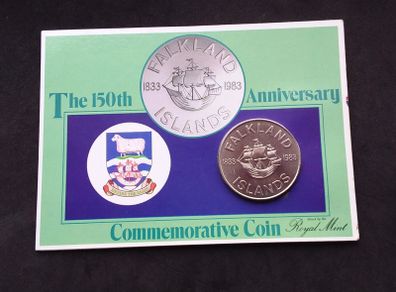 1983 Falkland Islands 150th Anniversary 50p Commemorative Coin Pack