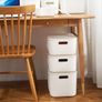 White Plastic Storage Box with Handles and Lids Set Image 4