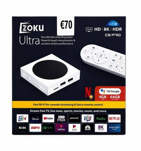 Zoku Ultra C5 Pro TV Box  4gb RAM 64GB storage Quad core processor