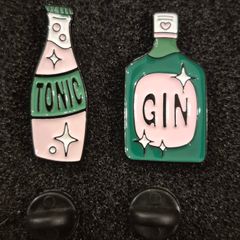 Gin and tonic, pin back badge. X 2