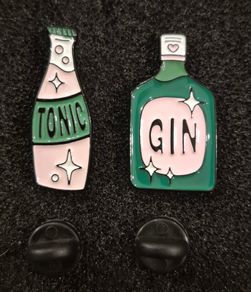 Gin and tonic, pin back badge. X 2